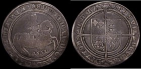 Crown Edward VI 1552 S.2478 mintmark Tun, King on horseback worn, legends and date mostly bold and clear, much rarer than the 1551 coin