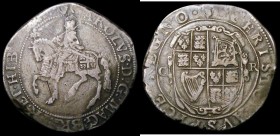 Halfcrown Charles I Group II, type 2c, Second Horseman, Reverse with oval shield S.2771 mintmark Harp, Fine the reverse slightly better, comes with ti...