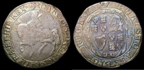Halfcrown Charles I Group II, type 2c, Second Horseman, Reverse with oval shield S.2771 mintmark Harp, Fine/NVF the reverse with attractive and colour...