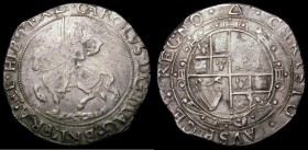 Halfcrown Charles I Group III, type 3a2, Rough ground under horse, King wears cloak flying from shoulder S.2776 mintmark Triangle Fine/Good Fine the r...