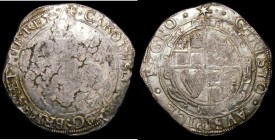 Halfcrown Charles I Group IV, type 4, foreshortened horse, S.2779 mintmark Star over Rose/Star, the obverse mintmark directly above the Kings crown ra...