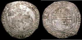 Halfcrown Charles I Group IV, Type 4, foreshortened horse, S.2779 mintmark Triangle in Circle NVF/VF with some double striking, the reverse appears as...