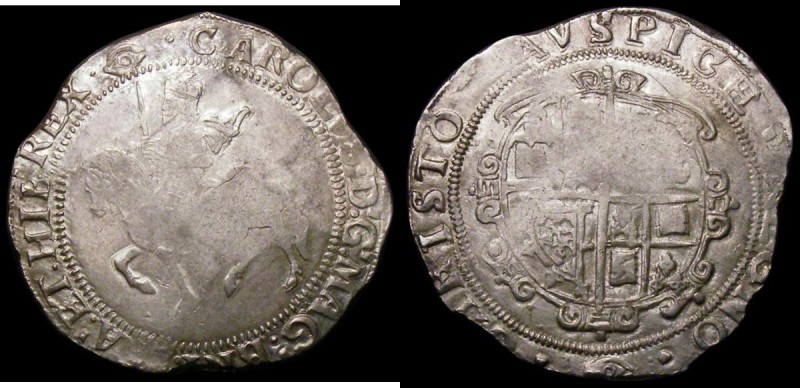 Halfcrown Charles I Tower Mint under Parliament, no ground, cruder workmanship, ...