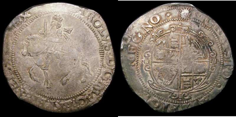 Halfcrown Charles I Tower Mint under Parliament, no ground, cruder workmanship, ...