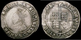 Shilling Elizabeth I Second issue, Bust 3C S.2555 mintmark Cross Crosslet, VF, with a slight weakness on the Queen's face, with excellent detail on th...