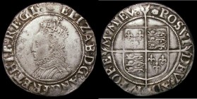 Shilling Elizabeth I Sixth Issue, Bust 6B S.2577 mintmark Tun Near VF, comes with collector's ticket