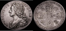 Crown 1735 OCTAVO Roses and Plumes ESC 120, Bull 1663 the edge with signs of old smoothing at 3 o'clock and 9 o'clock, the edge now retoned, the obver...