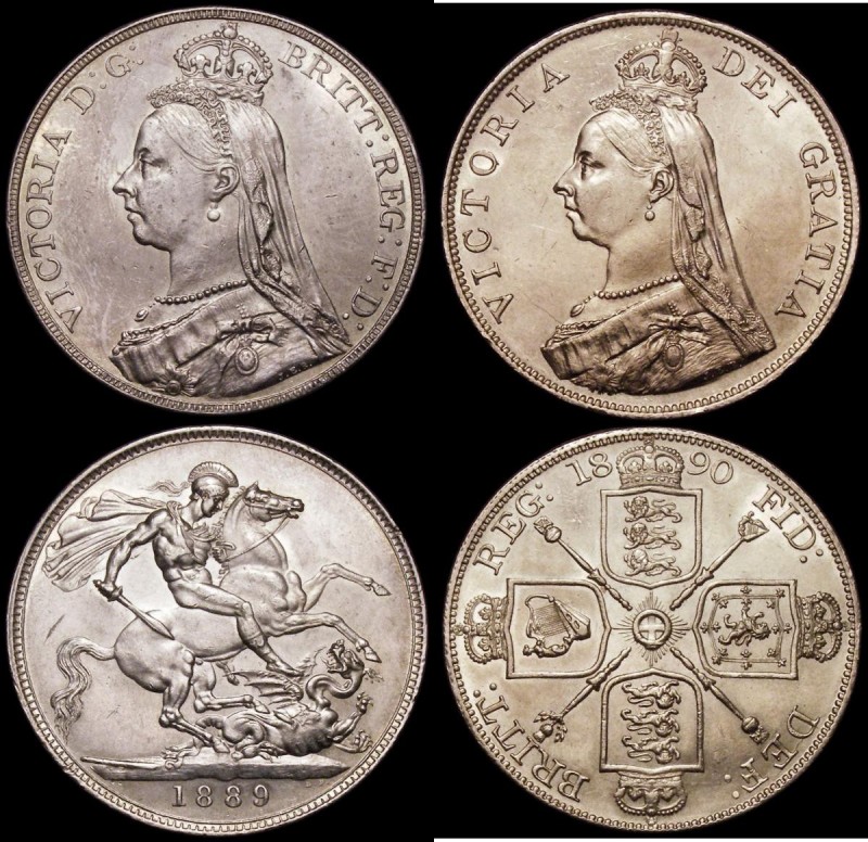 Crown 1889 ESC 299, Bull 2589, Davies 483 dies 1A, EF and lustrous, with traces ...