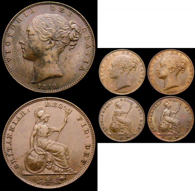 Farthings (3) 1842 Open 2 in date, VF cleaned, Rare, unlisted by Peck, 1845 Peck...