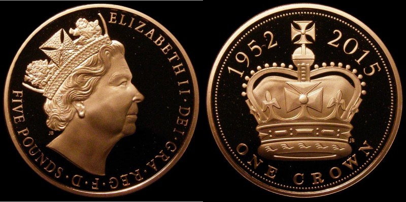 Five Pound Crown 2015 Queen Elizabeth II - The Longest Reigning Monarch, with Ja...