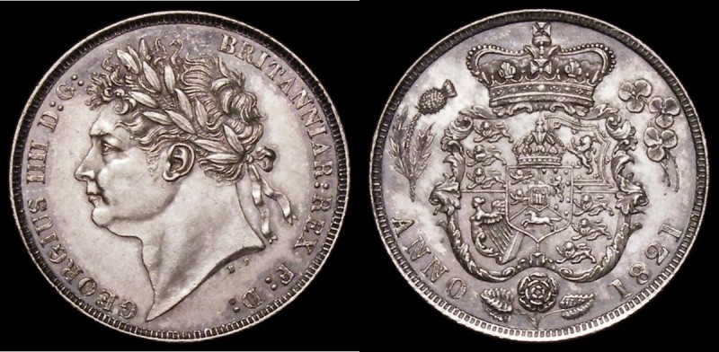 Shilling 1821 ESC 1247, Bull 2396 EF/GEF and lustrous with some hairlines