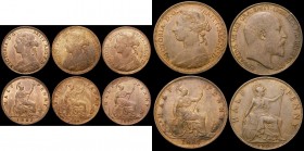 Halfpennies (5) 1862 UNC/AU and lustrous, 1885 EF, 1887 GEF, 1890 GEF and lustrous, 1902 Low Tide EF
