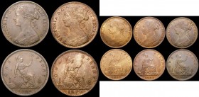 Pennies (5) 1865 EF, 1866 GVF, 1873 GEF with traces of lustre, 1886 EF with traces of lustre, 1890 NEF