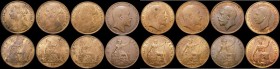 Pennies (8) 1877 AU/GEF and lustrous, 1890 UNC or near so and lustrous, 1893 UNC or near so and lustrous, 1902 Low Tide UNC and lustrous with a spot o...