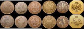GB and World (6) GB Penny 1884 Freeman 119 dies 12+N UNC the reverse with traces of lustre, Keeling Cocos Islands 5 Rupees 1913 KM#Tn7 Good Fine, Rare...