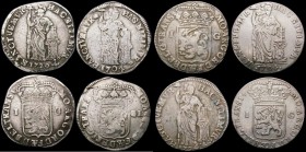 Netherlands - Overijssel Gulden (4) 1704 C over N in HAC, unlisted by Krause, type as K#63.1 Near Fine, 1720 mintmark Crane after NITMIVR KM#63.2 Fine...
