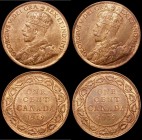 Canada One Cent 1919 (2) KM#21 both UNC with around 25% lustre, both have all 8 diamonds clear in the crown band
