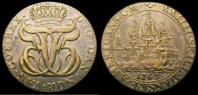 Danish West Indies 24 Skilling 1763 an off metal strike, in brass? weight 5.86 grammes About VF