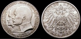 German States - Hesse-Darmstadt 2 Marks 1904 400th Birthday of Philipp the Magnanimous KM#372 UNC and choice with practically full mint lustre and a f...