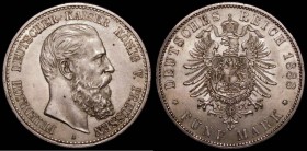 German States - Prussia 5 Marks 1888A Friedrich III KM#512 GEF with underlying lustre and a few very small tone spots
