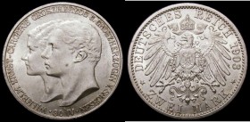 German States - Saxe-Weimar-Eisenach 2 Marks 1903A First Marriage of Grand Duke to Caroline KM#217 UNC and lustrous, the obverse with minor cabinet fr...