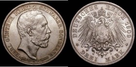 German States - Schwarzenburg-Sondershausen 3 Marks 1909A Death of Karl Gunther KM#154 Lustrous UNC and choice with a hint of golden tone in the legen...