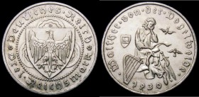 Germany - Weimar Republic 3 Reichsmarks 1930D 700th Anniversary of the Death of Von der Vogelweide KM#69 EF