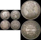 India Half Rupees (3) 1840 Legend divided, WW incuse on truncation KM#456.1 Fine, toned, 1889 Calcutta C incuse KM#490 Good Fine/VF, 1910 Bombay B inc...