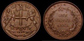 India Quarter Anna 1858 (w) KM#463.1 About EF