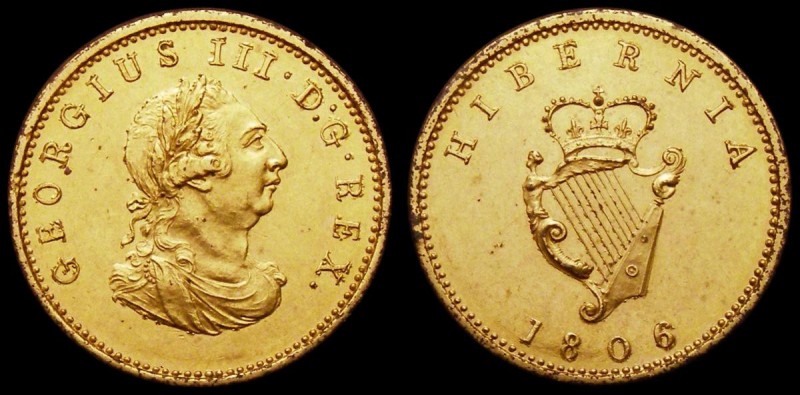 Ireland Farthing 1806 6 over 5 Gilt Pattern restrike S.6622, 4.33 grammes, GEF w...