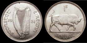 Ireland Shilling 1931 S.6627 UNC and lustrous with light hairlines and contact marks