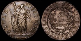 Italian States - Piedmont Republic 5 Francs An 10 (1801) C#4 VF/GVF and nicely toned, a short-lived series and seldom seen