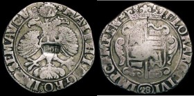 Netherlands - Holland 28 Stuivers countermarked coinage of 1693, KM#69.11 with HOL countermark on Overijssel-Kampen 28 Stuivers 1685, host coin KM#76,...