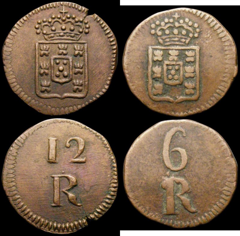 Portuguese India - Goa (2) 6 Reis copper, undated (c.1845) KM#259 Fine, 12 Reis ...