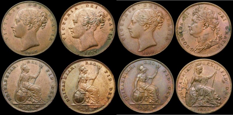 Farthings (4) 1825 Obverse 1, as Peck 1414 , the 1 of the date having no top ser...