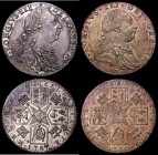 Shilling 1787 Hearts ESC 1225, Bull 2129 NEF with mottled tone, once cleaned, now retoned, Sixpence 1787 Hearts ESC 1629, Bull 2190 EF/About EF toned