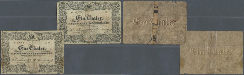 Deutschland - Altdeutsche Staaten. 2 Banknoten 1 Thaler 1848 Fürstlich-Schwarzbu...