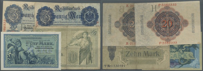 Deutschland - Deutsches Reich bis 1945. Kleines Lot mit 4 Banknoten Kaiserreich ...