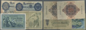 Deutschland - Deutsches Reich bis 1945. Kleines Lot mit 4 Banknoten Kaiserreich mit 5 Mark 1904, 10 Mark 1906, 20 Mark 1906 und 20 Mark 1914, Ro.22, 2...