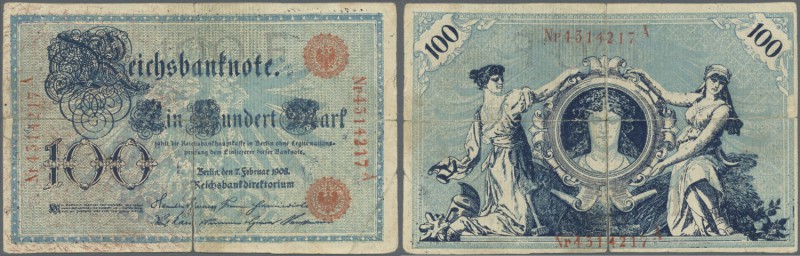Deutschland - Deutsches Reich bis 1945. 100 Mark 1908, zeitgenössische Fälschung...