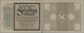 Deutschland - Deutsches Reich bis 1945. 50 Mark 1918 ”Trauerschein”, Ro.56e in nahezu kassenfrischer Erhaltung: aUNC // 50 Mark 1918 ”Mourning note”, ...