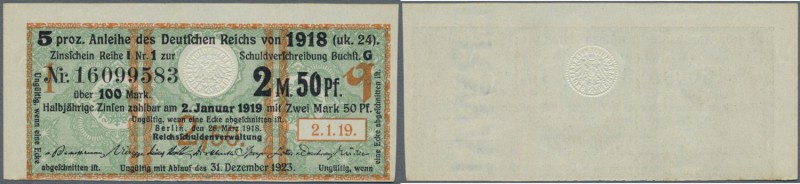 Deutschland - Deutsches Reich bis 1945. Zinskupon der Kriegsanleihe 1918, Serie ...