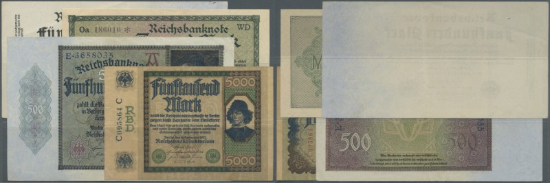 Deutschland - Deutsches Reich bis 1945. Kleines Lot mit 4 Banknoten 2 x 500, 100...