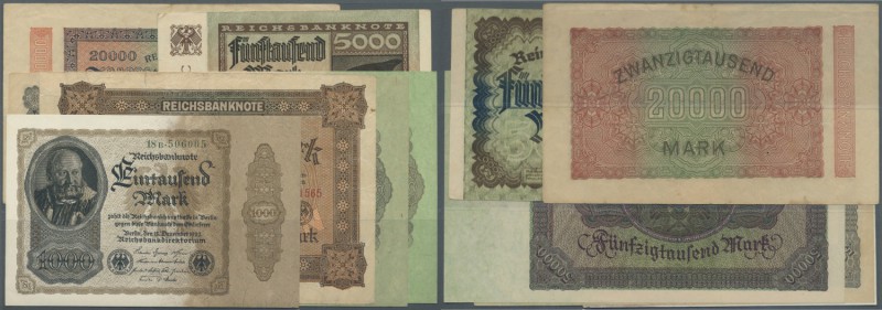 Deutschland - Deutsches Reich bis 1945. Lot mit 6 Banknoten 1000 bis 1 Million M...