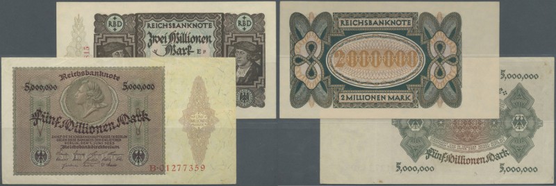Deutschland - Deutsches Reich bis 1945. 2 Millionen und 5 Millionen Mark 1923, R...