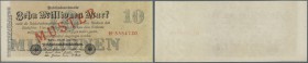 Deutschland - Deutsches Reich bis 1945. 10 Millionen Mark 1923 mit nachträglichem Überdruck ”Muster”, Ro.95M, vergilbtes Papier, sonst kassenfrisch: a...