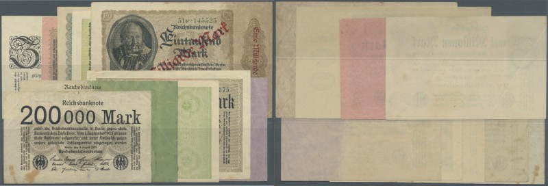 Deutschland - Deutsches Reich bis 1945. Lot mit 10 Banknoten der Inflation von 2...