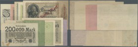 Deutschland - Deutsches Reich bis 1945. Lot mit 10 Banknoten der Inflation von 200.000 bis 1 Milliarde Mark 1923, Ro.99, 100, 101, 102, 103, 104, 105,...