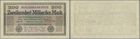 Deutschland - Deutsches Reich bis 1945. 200 Milliarden Mark 1923, Ro.118f, kleiner Eckknick unten links, sonst einwandfrei. Erhaltung: XF+ // 200 Mill...