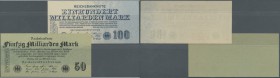 Deutschland - Deutsches Reich bis 1945. 50 und 100 Milliarden Mark 1923, Ro.122a, 123 in kassenfrischer Erhaltung (2 Banknoten) // 50 and 100 Milliard...